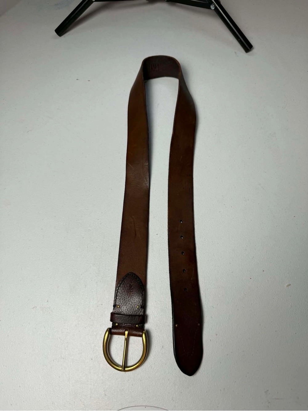 $98 women FRYE LEATHER BELT BROWN WITH BRASS BUCKLE